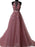 Custom Made A Line Halter Neck Backless Lace Prom Dresses with Sweep Train, Backless Lace Formal Dresses, Evening Dresses