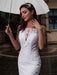 Customize Wedding Dress With Train Sleeveless Beaded Square Neck Bridal Gowns