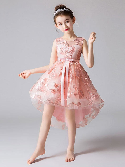 Flower Girl Dresses Jewel Neck Sleeveless Embroidered Kids Social Party Dresses