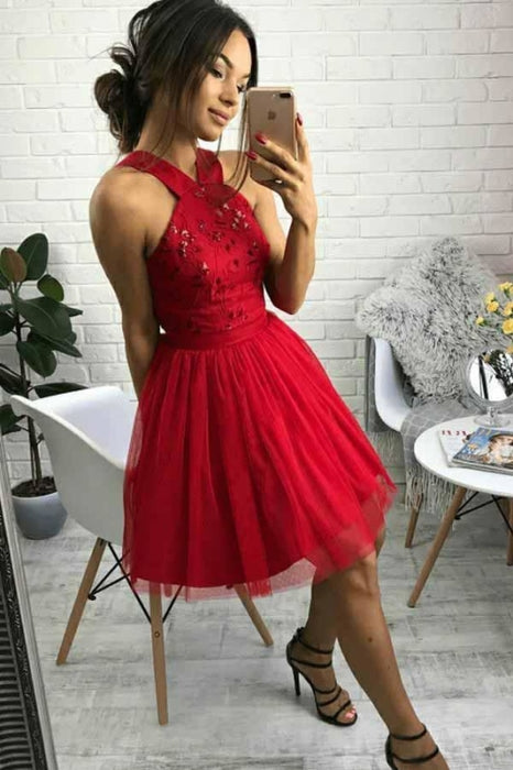 Cute Tulle Homecoming With Short Red Prom Dresses 2021, 49% OFF