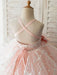 Flower Girl Dresses With Sash Pink Sleeveless Backless Knee Length Tulle Kids Party Dresses