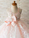 Flower Girl Dresses With Sash Pink Sleeveless Backless Knee Length Tulle Kids Party Dresses
