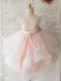 Flower Girl Dresses With Sash Pink Sleeveless Backless Knee Length Tulle Kids Party Dresses
