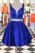 Cute Short Prom Royal Blue Beading Sleeveless Homecoming Dress - Prom Dresses