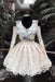 Cute V Neck Long Sleeves Mini Homecoming A Line Appliques Graduation Dress - Prom Dresses