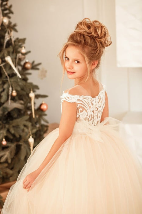 Cute White Lace Tulle Princess Girls Birtrhday Christmas Party Dress —  Bridelily