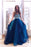 Dark Blue Strapless Tulle Long Evening with Beading A Line Prom Dress - Prom Dresses