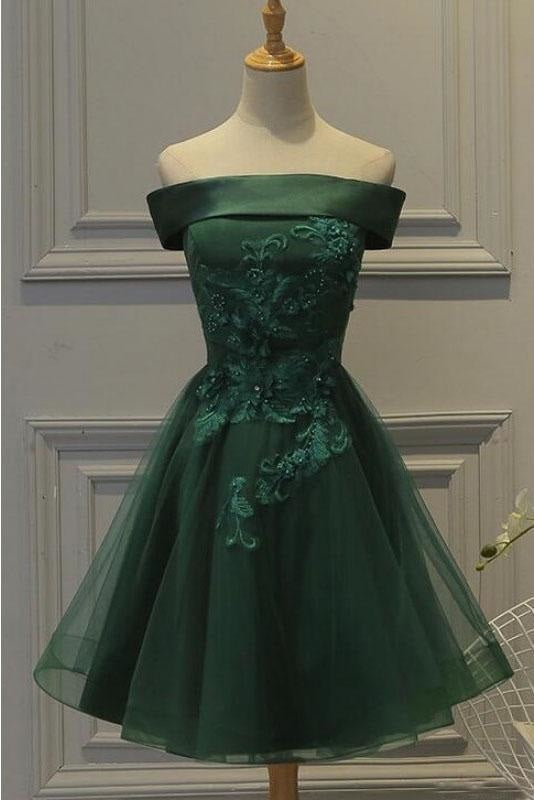 Dark green short sale prom dress