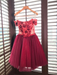 Dark Red Off the Shoulder Prom with belt Short Beading Homecoming Dress - Prom Dresses