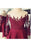 Dark Red Sheer Neck Homecoming High Low Appliques Satin Short Prom Dress - Prom Dresses