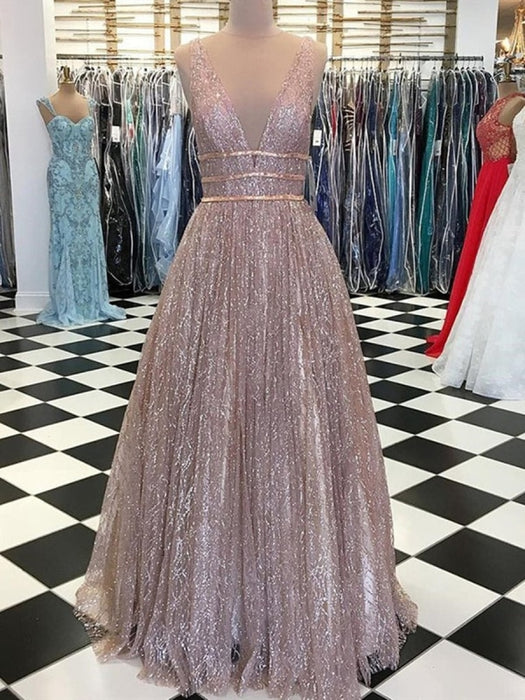 Deep V Neck And V Back y Champagne/Burgundy Long Prom Dresses with Sequins, Champagne/Burgundy Formal Dresses, Graduation Dresses