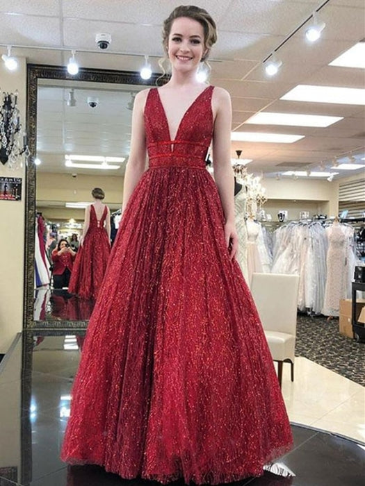 Deep V Neck And V Back y Champagne/Burgundy Long Prom Dresses with Sequins, Champagne/Burgundy Formal Dresses, Graduation Dresses