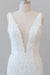 Deep V-neck Appliques Tulle Mermaid Wedding Dress - Wedding Dresses