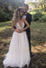 Deep V-neck Beading Straps Tulle Appliques A-line Custom Beach Wedding Dress - Wedding Dresses