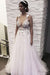 Deep V-neck Beading Straps Tulle Appliques A-line Custom Beach Wedding Dress - Wedding Dresses