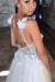 Deep V-neck Beading Straps Tulle Appliques A-line Custom Beach Wedding Dress - Wedding Dresses