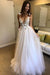 Deep V-neck Beading Straps Tulle Appliques A-line Custom Beach Wedding Dress - Wedding Dresses
