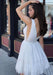 Deep V Neck Lace Sleeveless Homecoming Sexy Junior Dress White Prom Gown - Prom Dresses