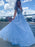 Deep V Neck Light Blue Lace Long Prom Dresses, Light Blue Lace Formal Graduation Evening Dresses 