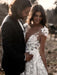 Deep V Neck Short Sleeve Backless A Line Wedding Dresses - wedding dresses