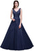 Double V Neck Long Evening Dress Chiffon Bridesmaid Dresses - Dark Navy / US 2 - bridesmaid dresses