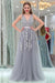 Double V Neck Long Evening Dress Chiffon Bridesmaid Dresses - Silver / US 2 - bridesmaid dresses