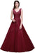 Double V Neck Long Evening Dress Chiffon Bridesmaid Dresses - Burgundy / US 2 - bridesmaid dresses
