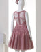 Dusty Pink A-Line Sleeveless Tulle Dress Lace Applique Homecoming Gown - Prom Dresses