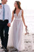 Elegant A Line Scoop Neck Sleeveless Lace Tulle Beach Wedding Dress - Wedding Dresses