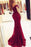 Elegant Burgundy Mermaid Off the Shoulder Beaded Lace Appliques Evening Dresses - Prom Dresses