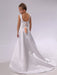 Elegant Crew Neck White Flower Girl Dress Applique Satin Long Dress 

