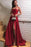 Elegant Dark Red Strapless Satin Long Prom Dresses with Side High Slit, Dark Red Formal Graduation Evening Dresses 