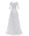 Elegant Half Sleeves V-neck Lace Boho Wedding Dress - wedding dresses