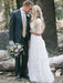 Elegant Half Sleeves V-neck Lace Boho Wedding Dress - wedding dresses