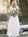 Elegant Half Sleeves V-neck Lace Boho Wedding Dress - Ivory / Floor Length - wedding dresses