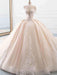 Elegant High Neck Tassel Sleeves Ball Gown Wedding Dresses - Champagne / Floor Length - wedding dresses