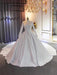 Elegant High Neckline Satin Wedding Dresses with Long Train - wedding dresses