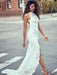Elegant Lace Open Back Strapless Mermaid Beach Wedding Dress - Wedding Dresses