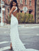 Elegant Lace Open Back Strapless Mermaid Beach Wedding Dress - Wedding Dresses