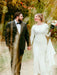 Elegant Long Sleeves Covered Button Mermaid Wedding Dresses - wedding dresses