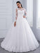 Elegant Long Sleeves Lace Appliques Ball Gown Wedding Dresses - White / Floor Length - wedding dresses