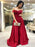 Elegant Off Shoulder Burgundy Satin Long Prom Dresses, Off the Shoulder Burgundy Formal Graduation Evening Dresses