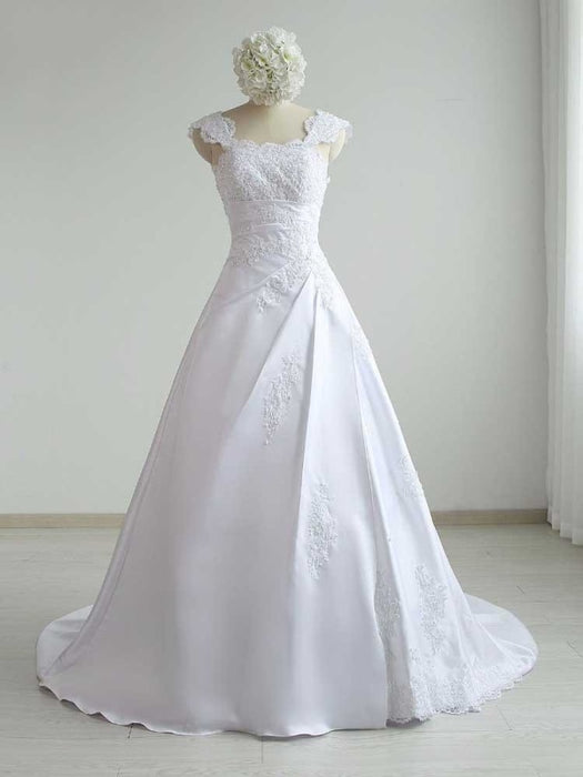 Elegant Square Cheap Vintage Lace Wedding Dresses 2020 - Bridelily