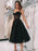 Elegant Sweetheart Neck Tea Length Black Prom Dresses, Sweetheart Neck Black Formal Graduation Homecoming Dresses