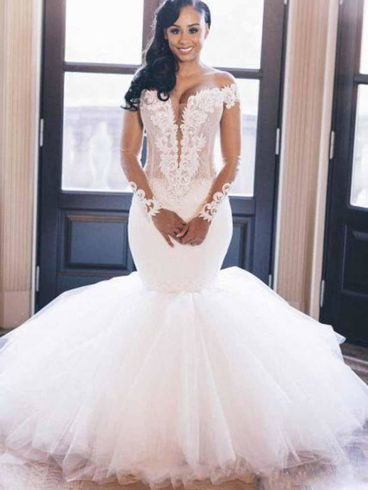 Bridal Dress Lace V Neck Sheath A Line Trumpet Mermaid Beautiful Wedding  Gown