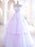 Elegant V Neck Purple Tulle Long Prom Dresses, Strapless Lilac Tulle Formal Evening Dresses, Lavender Ball Gown 