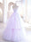 Elegant V Neck Purple Tulle Long Prom Dresses, Strapless Lilac Tulle Formal Evening Dresses, Lavender Ball Gown 