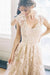 Elegant V-neck Sleeveless Cap Sleeves Floor-Length Wedding Dress - Wedding Dresses
