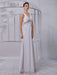Empire Chiffon V-neck Illusion Back Wedding Dress With Floral Applique misshow