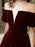 Evening Dress A Line Off The Shoulder Short Sleeves Floor Length Laceup Pockets Velour Formal Dinner Dresses